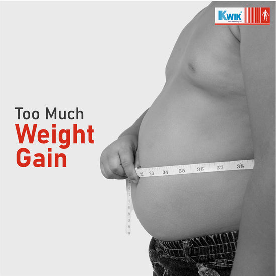 Person With Measuring Tape and Text Excessive Weight Gain