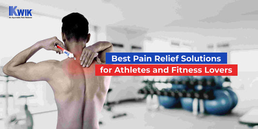 Athlete using pain relief spray after workout